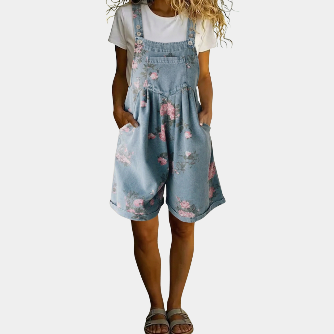 Zoé | Combinaison florale en denim