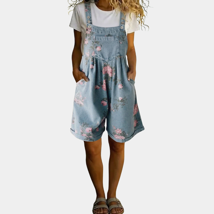 Zoé | Combinaison florale en denim