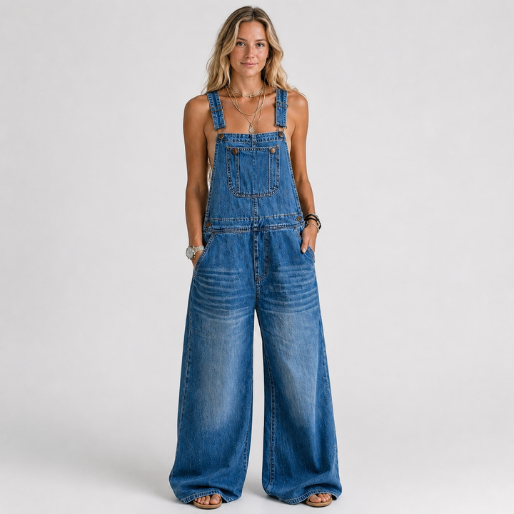 Adèle | Salopette en denim avec taille élastique