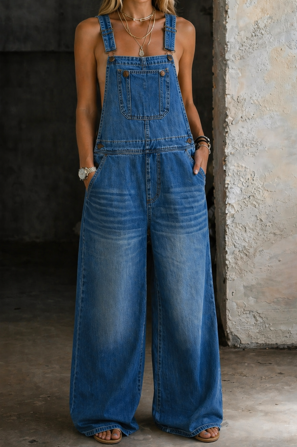 Adèle | Salopette en denim avec taille élastique
