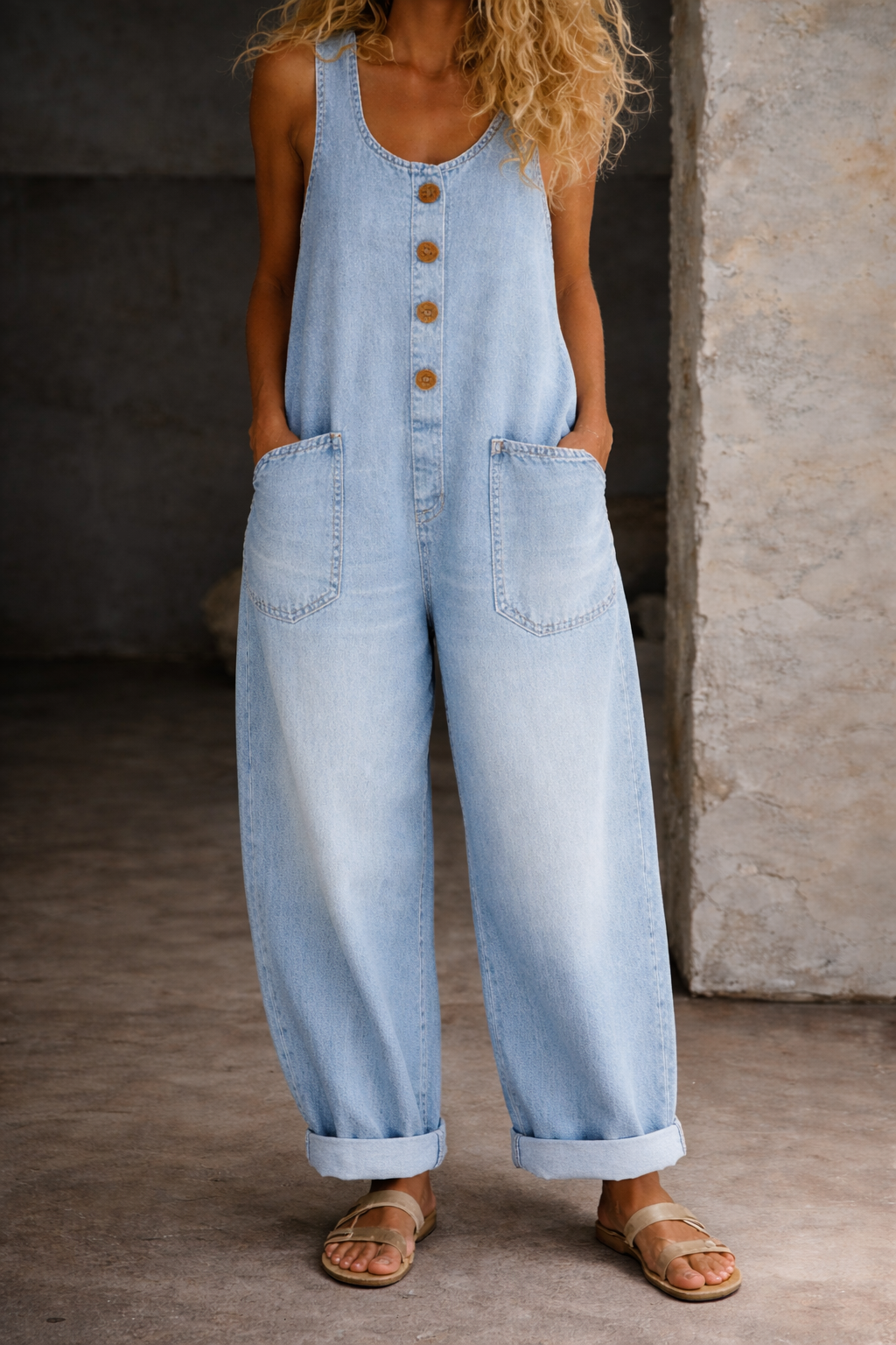 Brigitte | Salopette en coton vintage lavée
