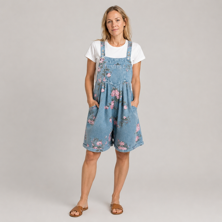 Zoé | Combinaison florale en denim