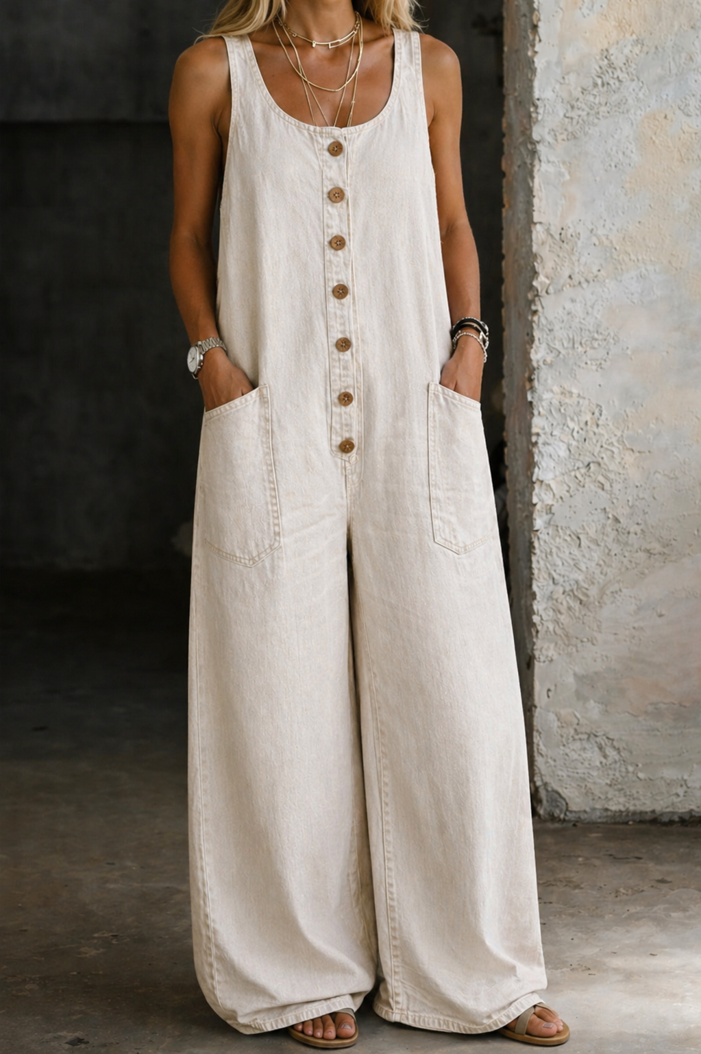 Brigitte | Salopette en coton vintage lavée