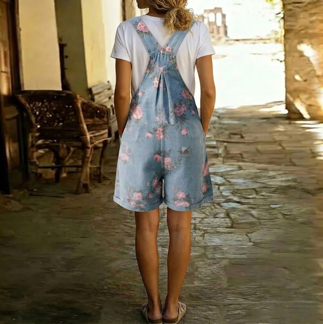 Zoé | Combinaison florale en denim