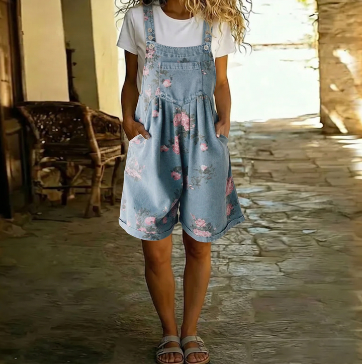 Zoé | Combinaison florale en denim