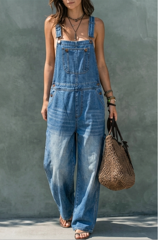 Adèle | Salopette en denim avec taille élastique