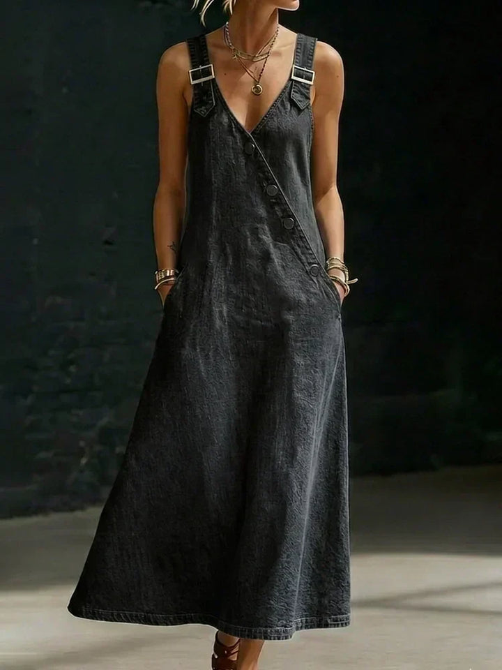 Anaïs | Robe longue en denim avec boutons